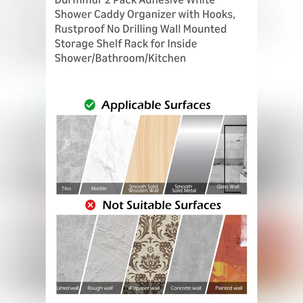 White Shower Caddy Organizer with Hooks - 2 Pack